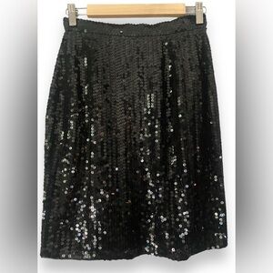 Cedars 100% silk black skirt sequins size 8 EUC